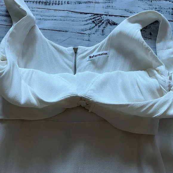 Reformation Sigrid Corset Milkmaid cream/off white midi dress wired cups size 12 - Picture 13 of 15